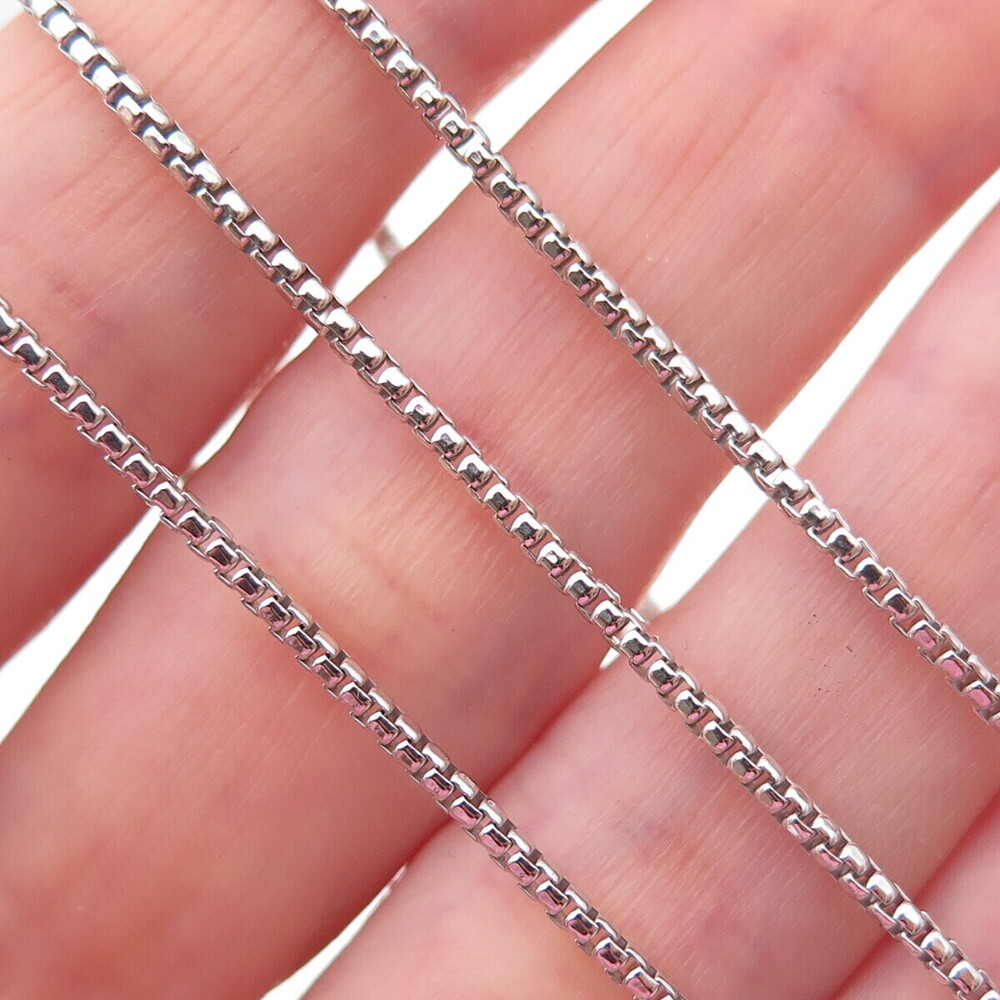 925 Sterling Silver Italy Round Box Chain Necklace 18"